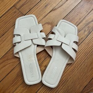 Women’s Cream Slide Sandals